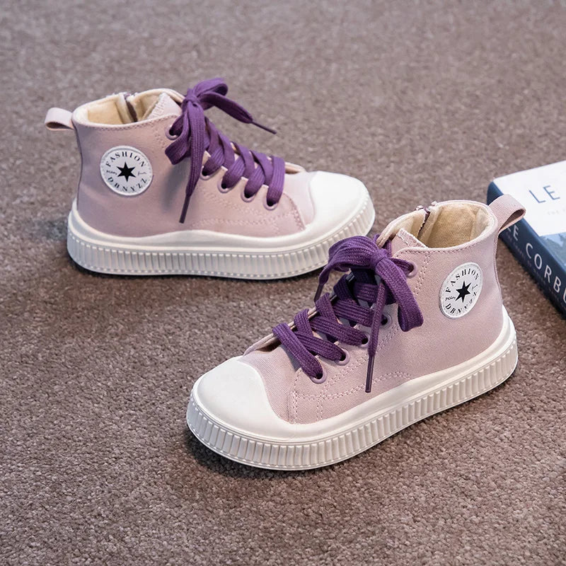 Kids Canvas Sneakers – Zipper Boots, Comfortable & Breathable Shoes