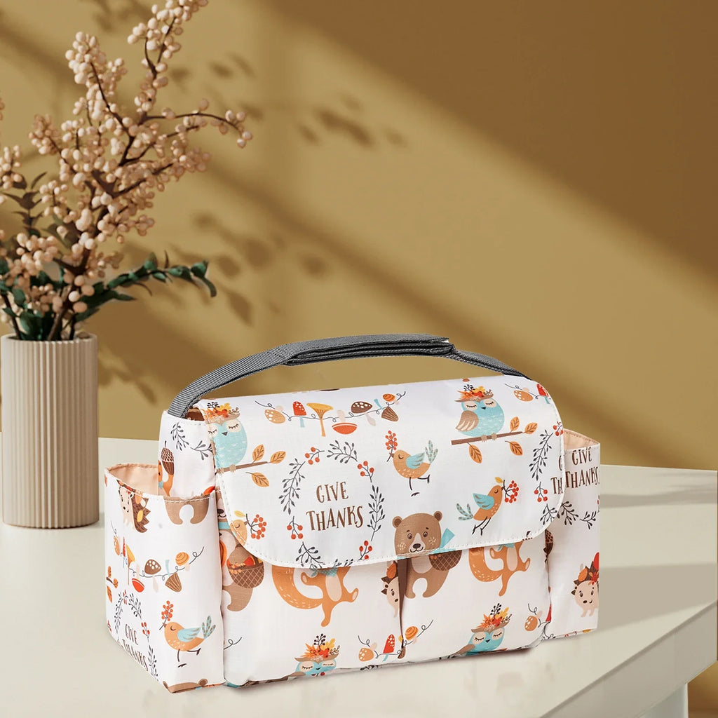 Diaper Bag for Baby – Waterproof Cartoon Stroller Organizer with Hooks for Buggy/Pram