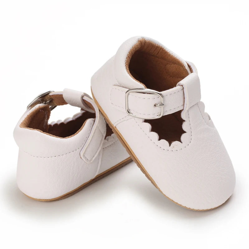 Baby Stripe Leather Shoes – Multicolor Non-Slip First Walkers