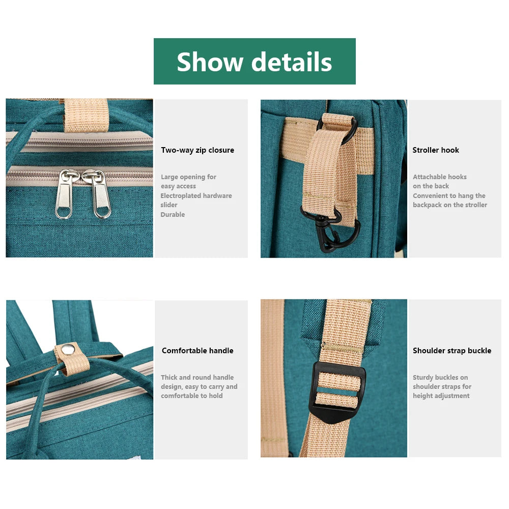 Lightweight Folding Mommy Backpack with Portable Baby Bed