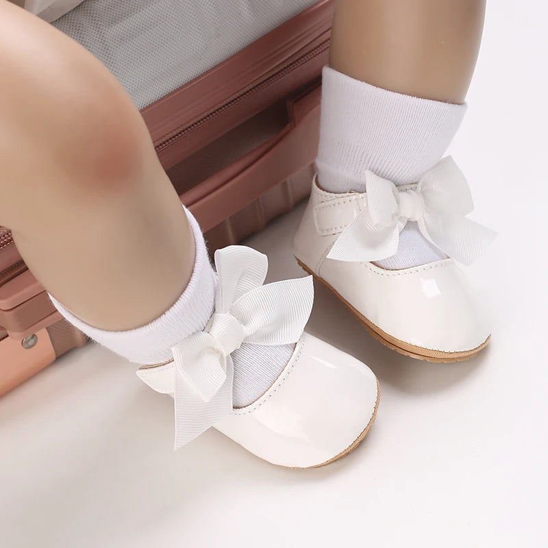 Baby Girl Bow Flats – Soft Sole Non-Slip First-Step Sandals