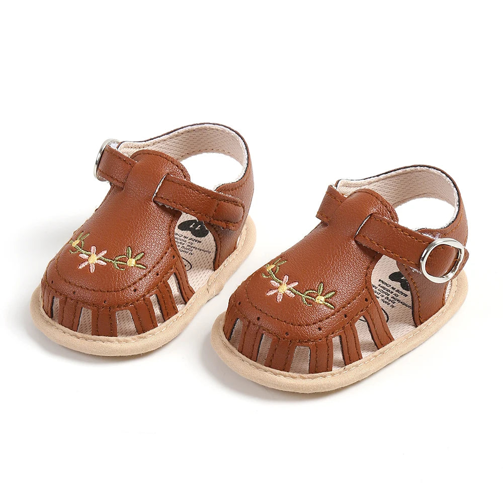 Baby Girl Summer Sandals – Breathable Lightweight Floral Wrap-Toe Shoes