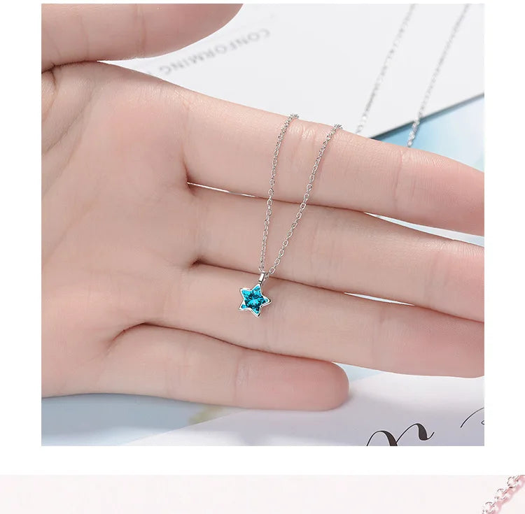 Sterling Silver Blue Star Necklace