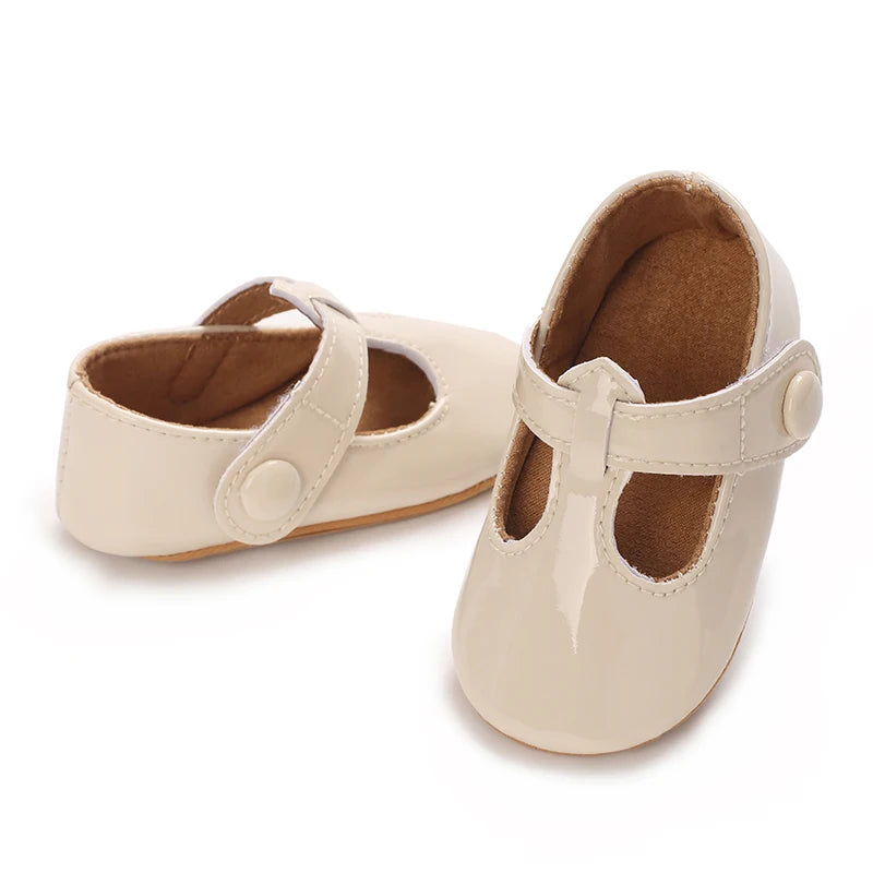 Baby Mary Jane Shoes (0–18M) – PU First Walkers with Bowknot