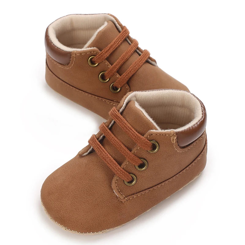 Baby Walking Shoes (0–18M) – Lace-Up Casual Flat Sneakers