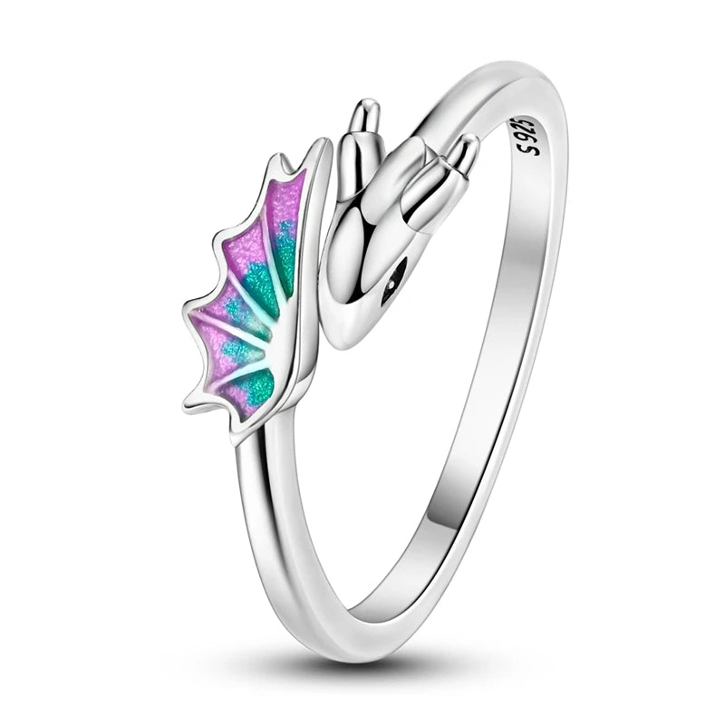 Clover Adjustable Ring 925 Sterling Silver Original Hummingbird Glow Firefly Free Size Open Rings For Women Wedding Jewelry Gift