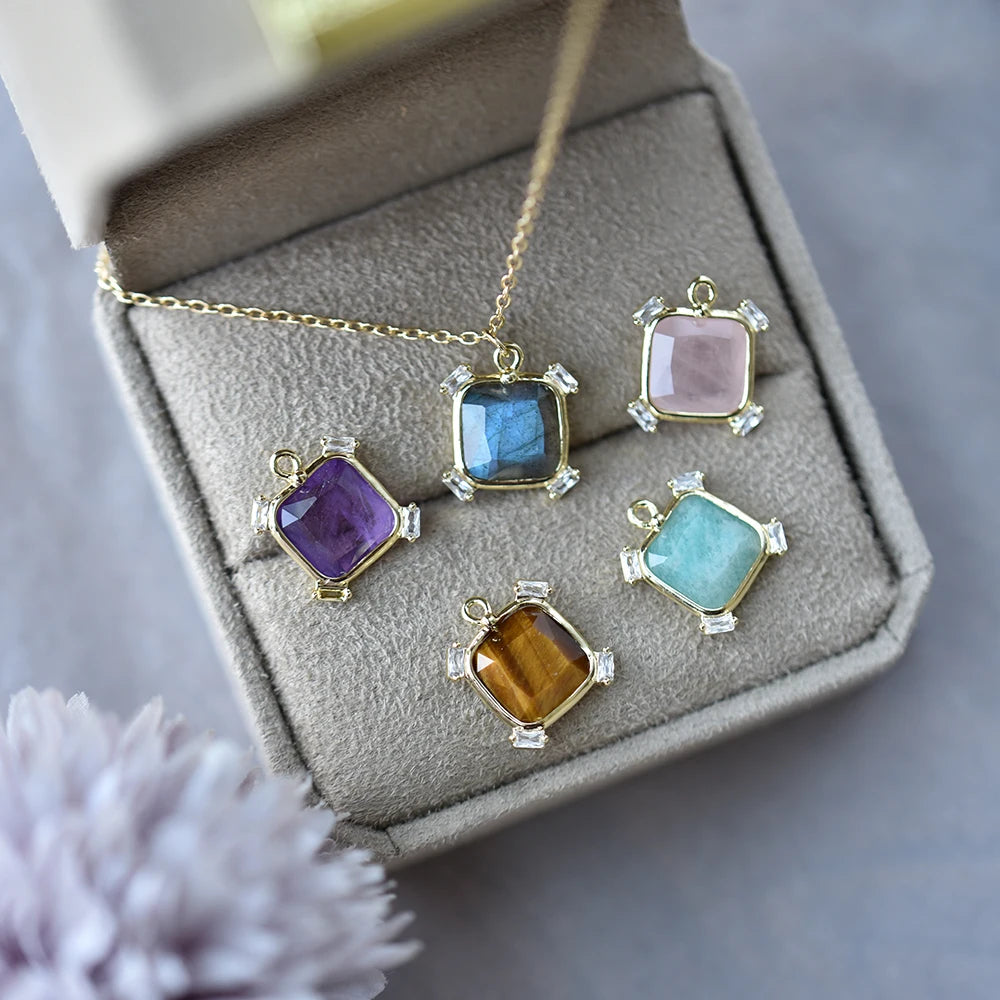 Itsmos Natural Labradorite Square Windmill Pendant