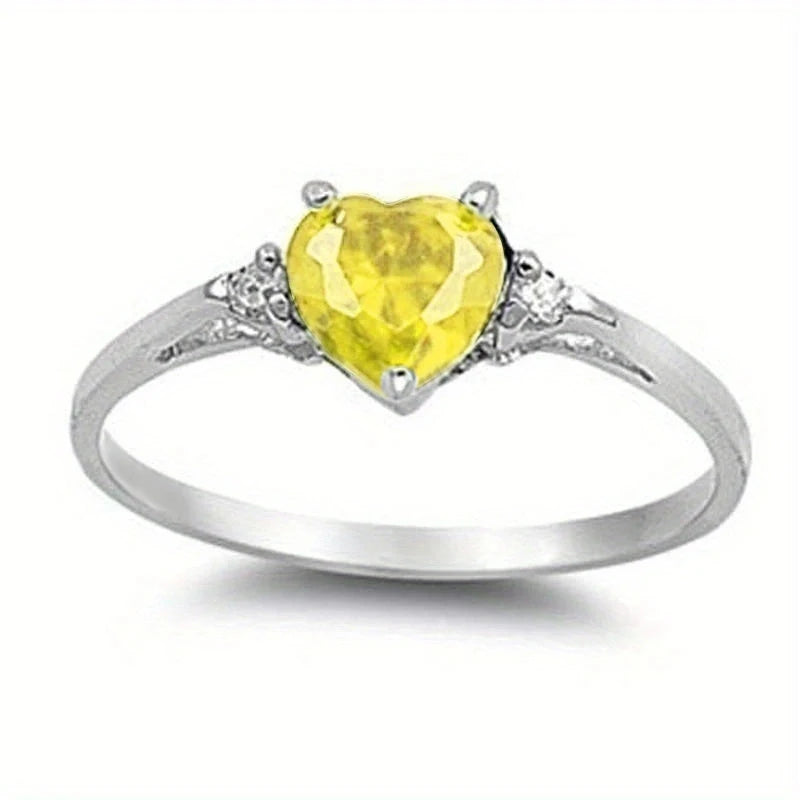 Huitan Chic Multiple Colored Heart CZ Ring Women Graceful Lady Fashion Delicate Love Jewelry for Engagement Wedding Band Gift