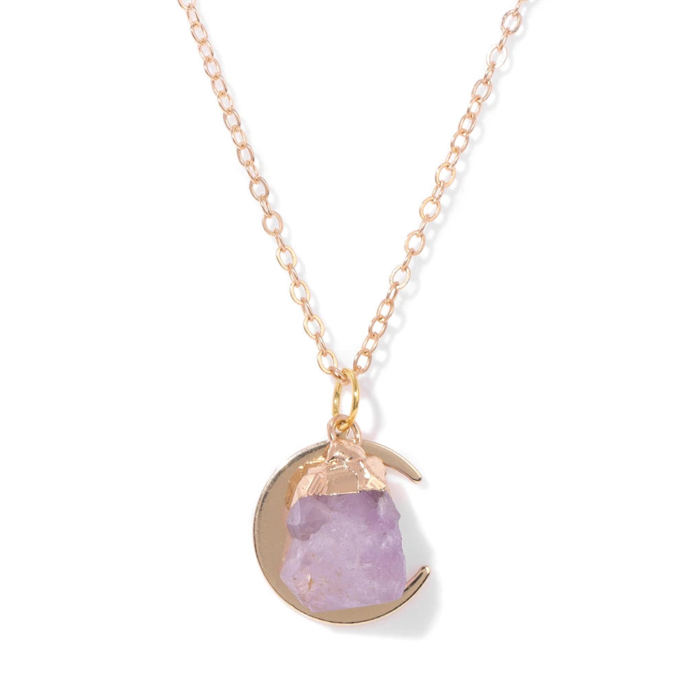 New Fashion Amethysts Moon Charm