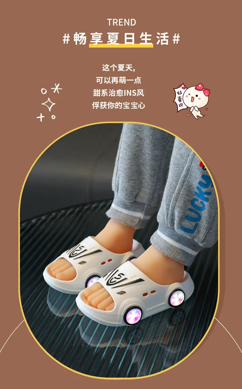 Kids LED Cartoon Slippers – Soft Anti-Slip Summer Shoes