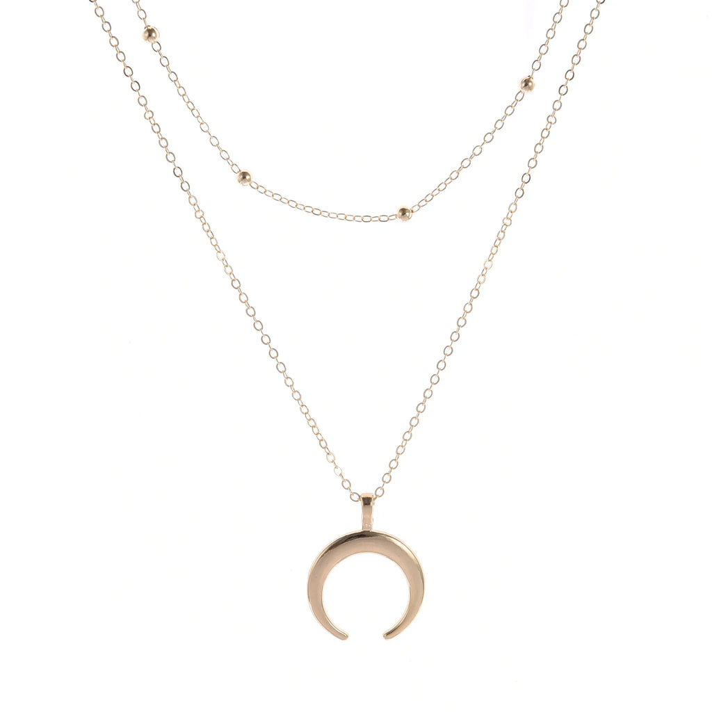 Fashion Gold Color Double Layer Moon