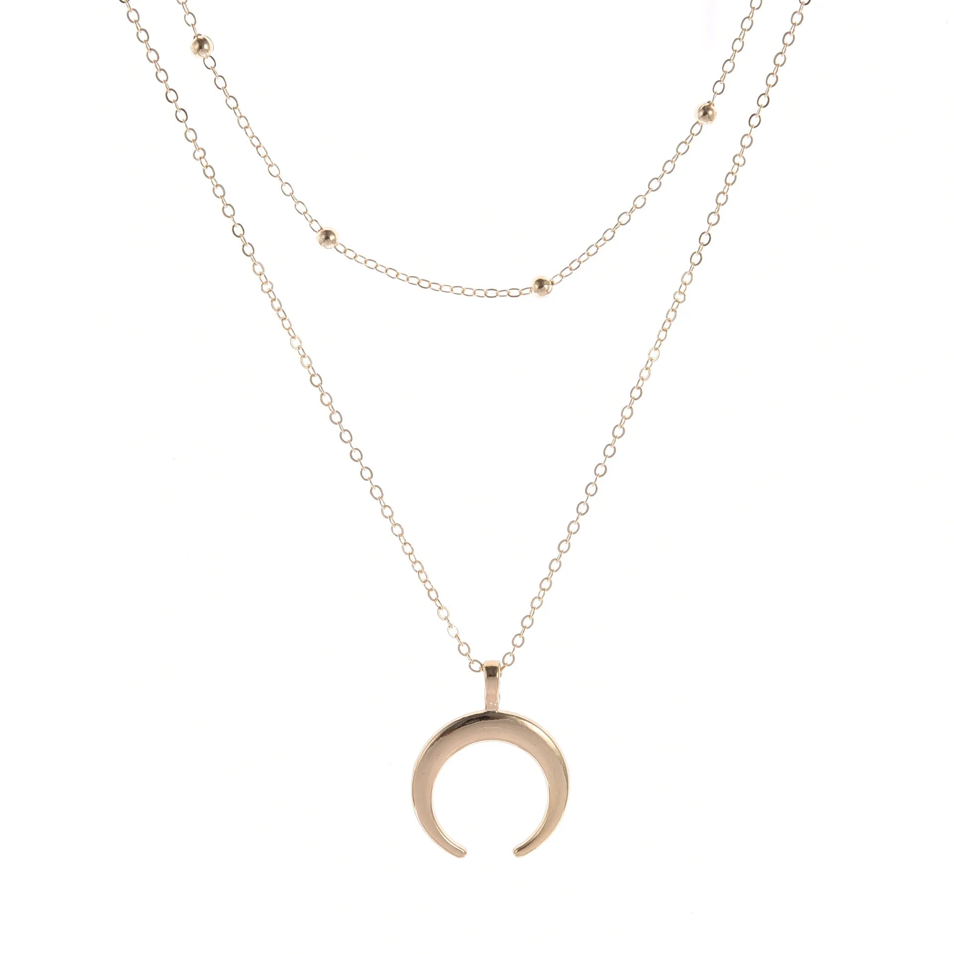Fashion Gold Color Double Layer Moon