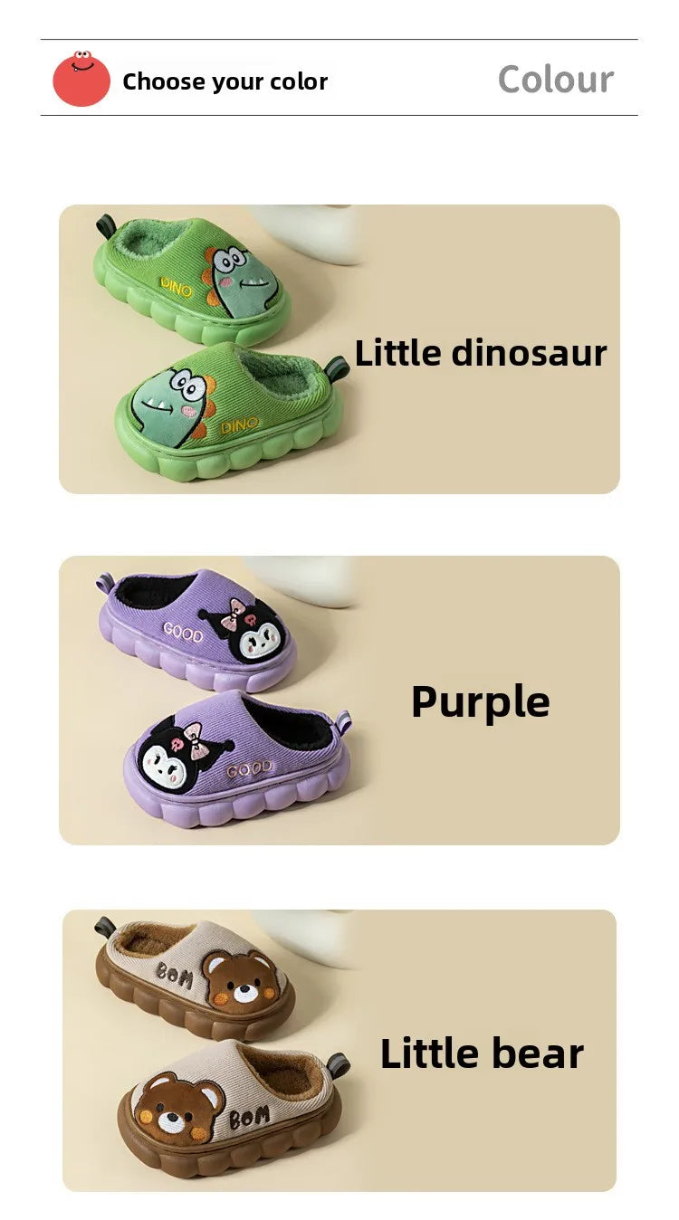 Kids’ Cotton Slippers – Warm, Anti-Slip Cartoon Plush Shoes