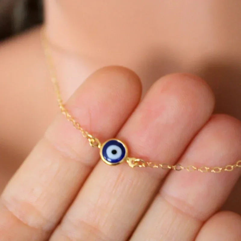 Simple Evil Eye Thin Pendant Women