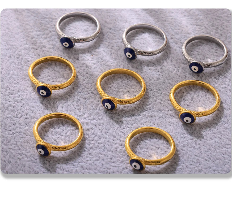 Simple Eye of eveil Stainless Steel Rings For Women Gold Plated Waterproof Finger Ring Charm Luxury Jewelry Gift Wholesale