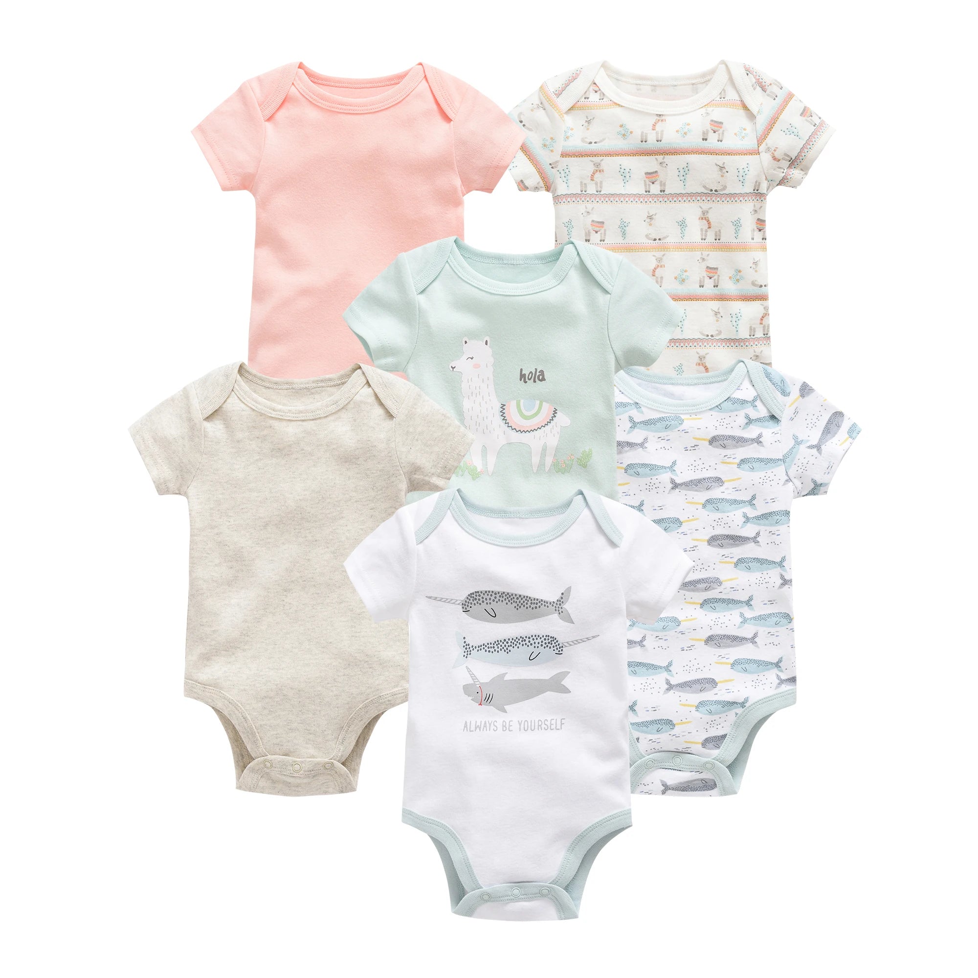 3/6PCS Baby Bodysuit Set, Cotton Short Sleeve 0–12M