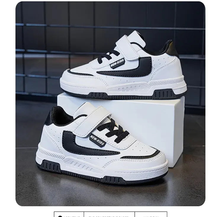 Kids’ Running Sneakers – Leather & Mesh, Non-Slip Shoes