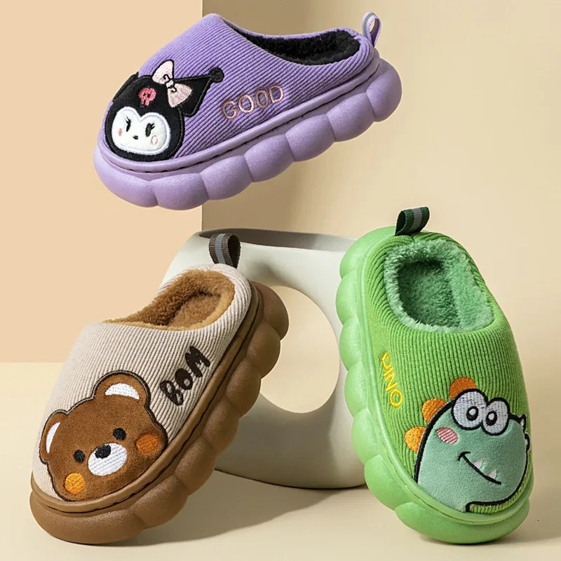 Kids’ Cotton Slippers – Warm, Anti-Slip Cartoon Plush Shoes