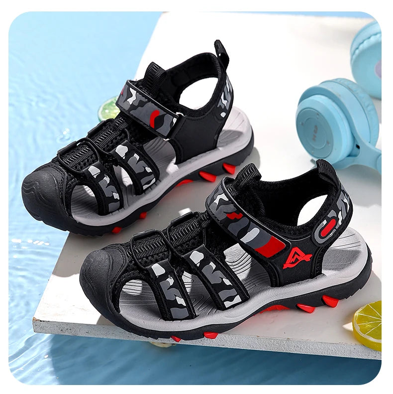Kids’ Summer Water Sandals – Non-Slip Leather Shoes