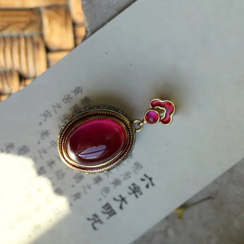 Vintage Enamel auspicious clouds Pendant Natural