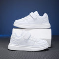 Kids White Leather Sneakers – Waterproof Low-Cut Shoes