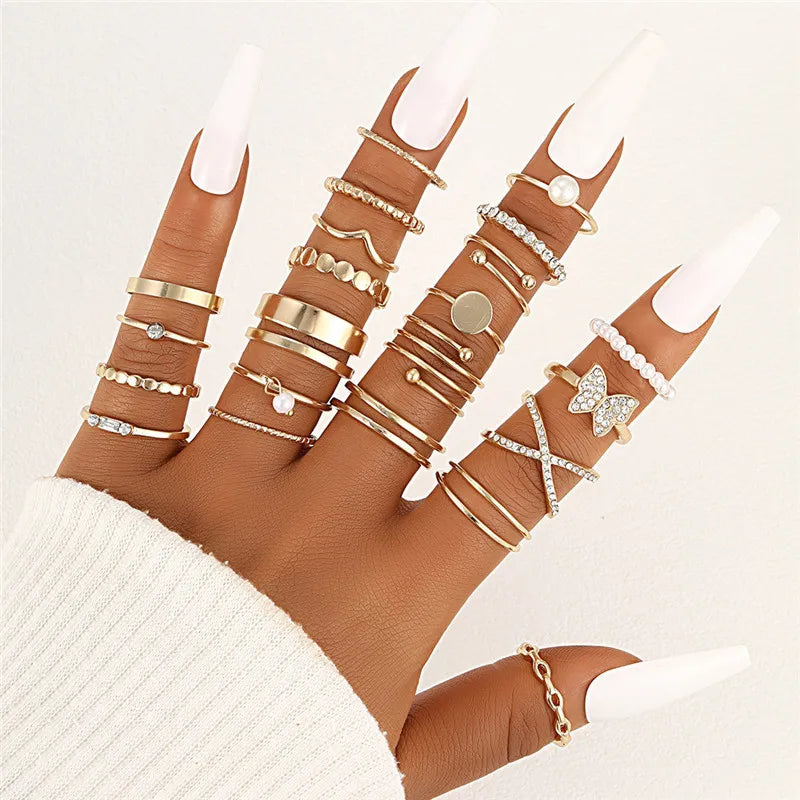 Heart Geometric Gold Butterfly Ring