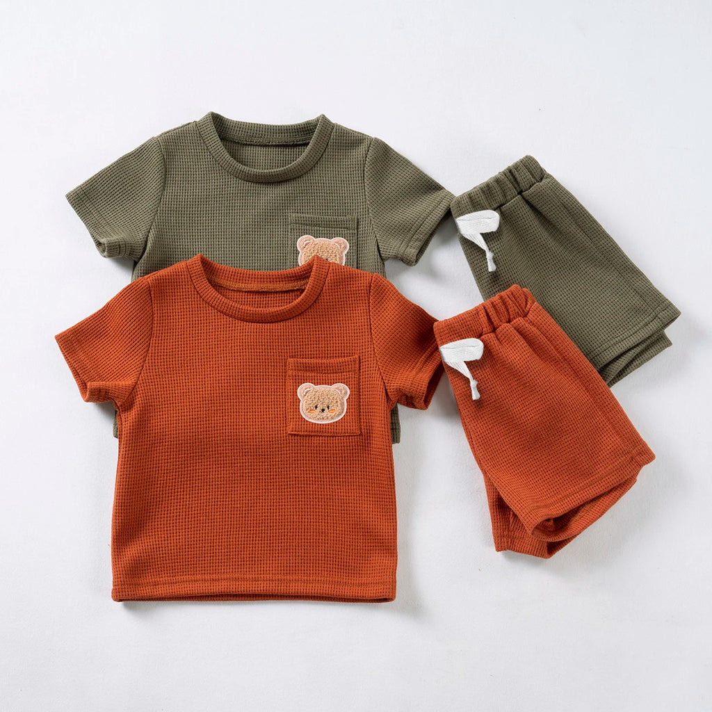 Cute Bear Short Sleeve & Breathable Shorts 2pcs Comfortable