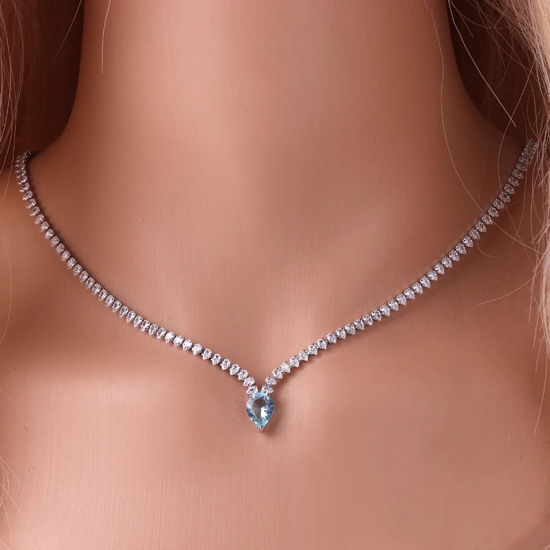 Green Water Drop Crystal Necklace