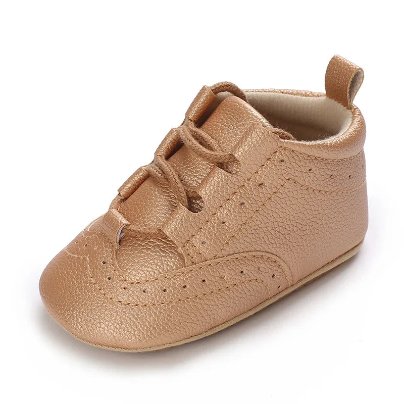 Baby Boys’ Moccasins – White Soft-Sole Non-Slip First-Step Shoes