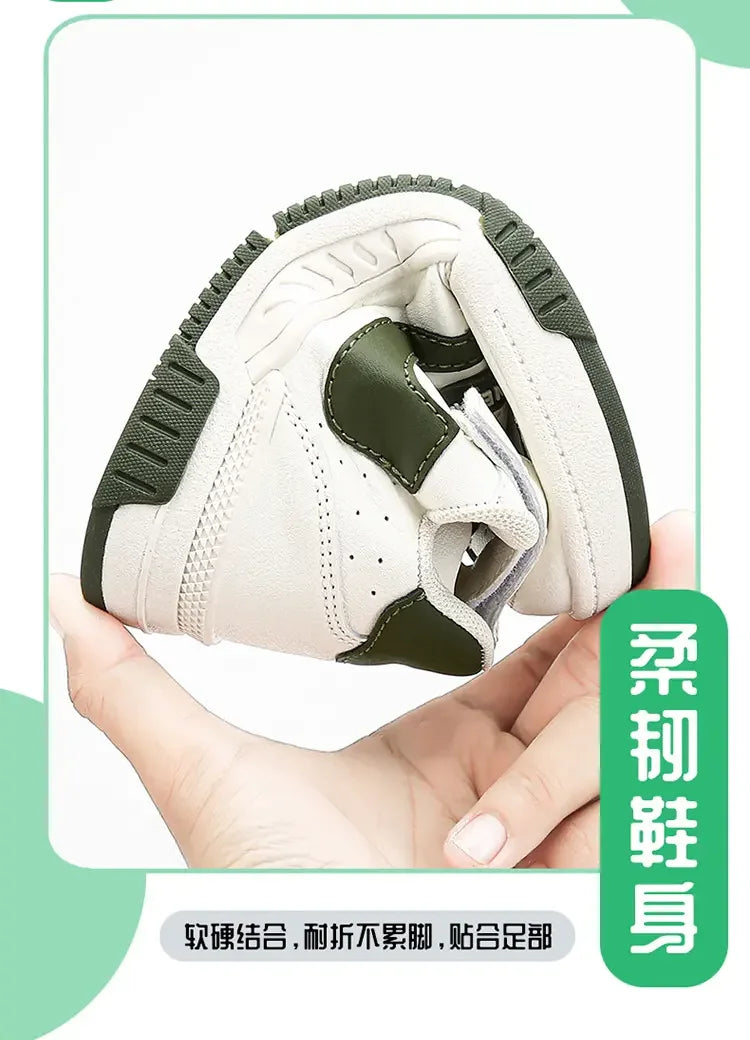 Kids’ Running Sneakers – Leather & Mesh, Non-Slip Shoes