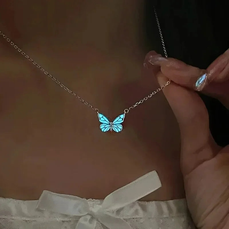 New Butterfly Lamp Necklace Female