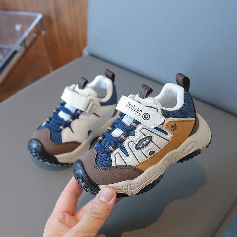 Boys’ Patchwork Sneakers – Casual Outdoor Sports Shoes