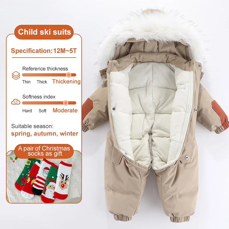 Infant Baby Overalls, Thick Winter Outwear -30°C