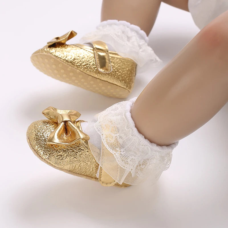 Baby Shoes (0–18M) – Plush Soft Bow Casual Sneakers