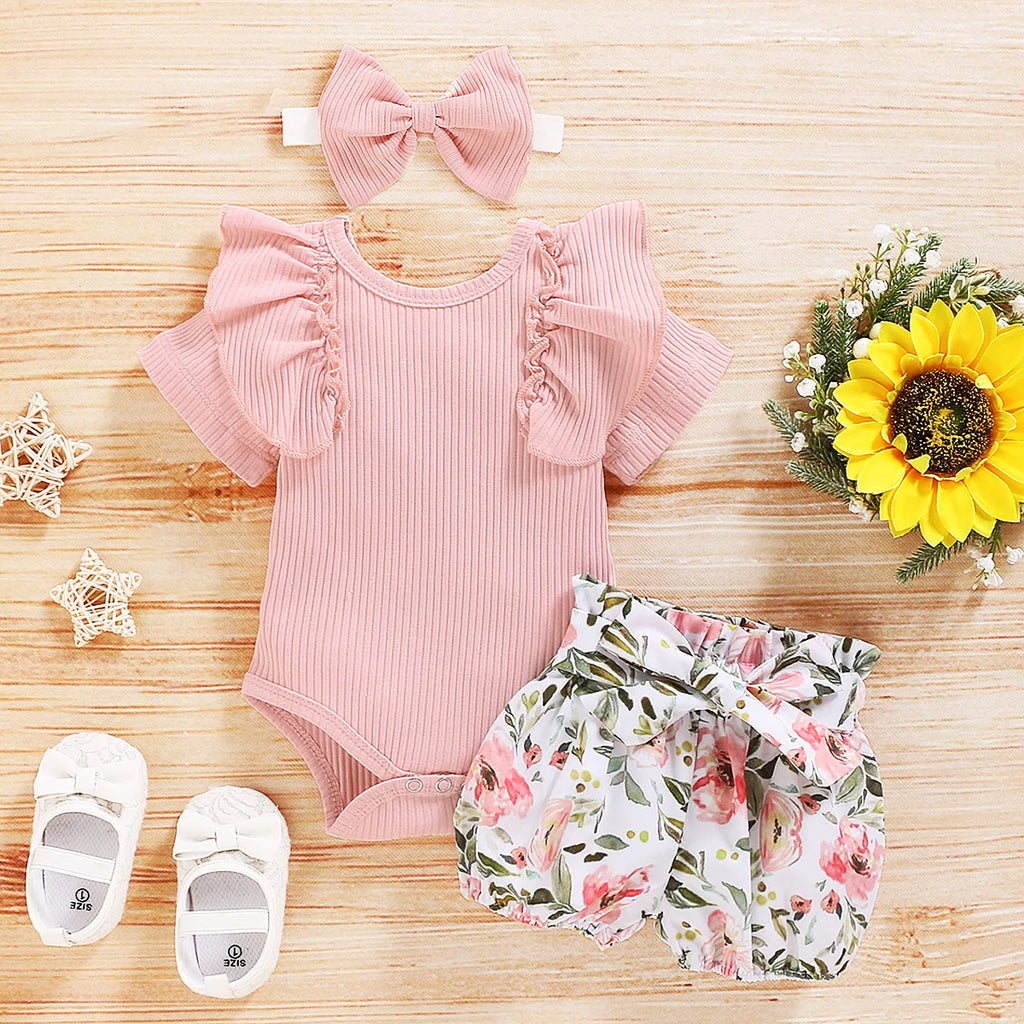 Baby Girl Summer Dress, Ruffle Collar & Flower Print
