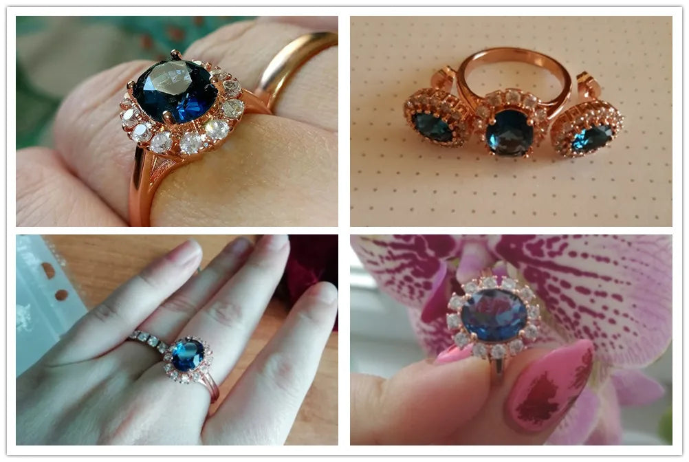 Blue Crystal Zircon Silver Ring