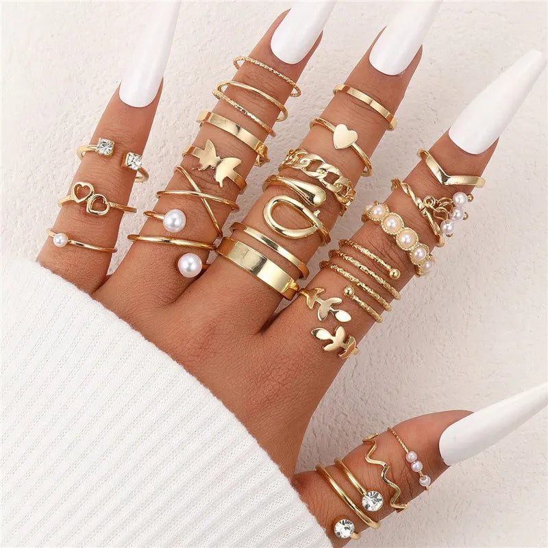 Heart Geometric Gold Butterfly Ring