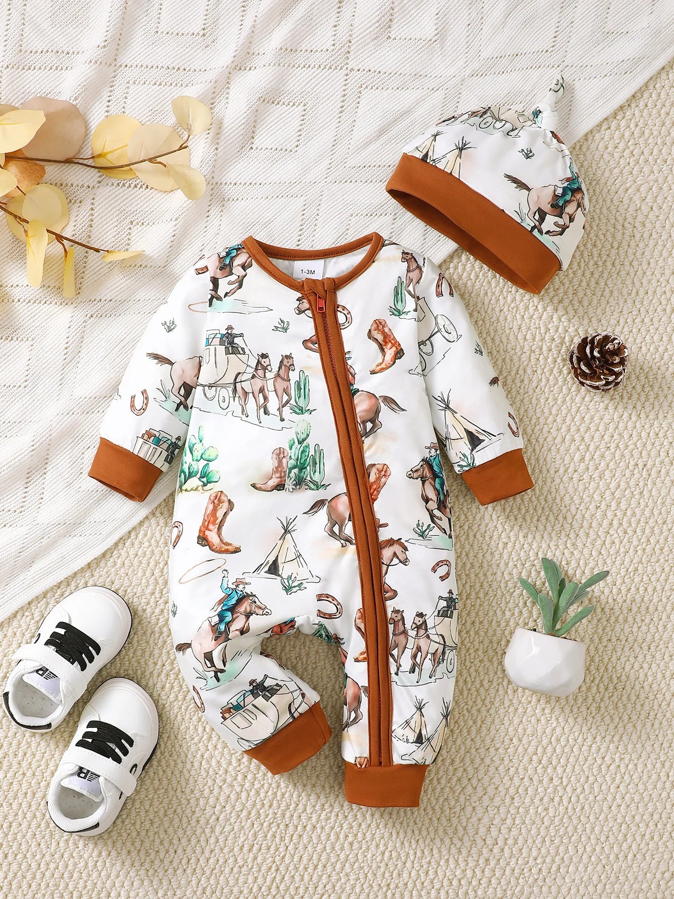 Baby Boys Bear Romper – Long Sleeve (0–12M)