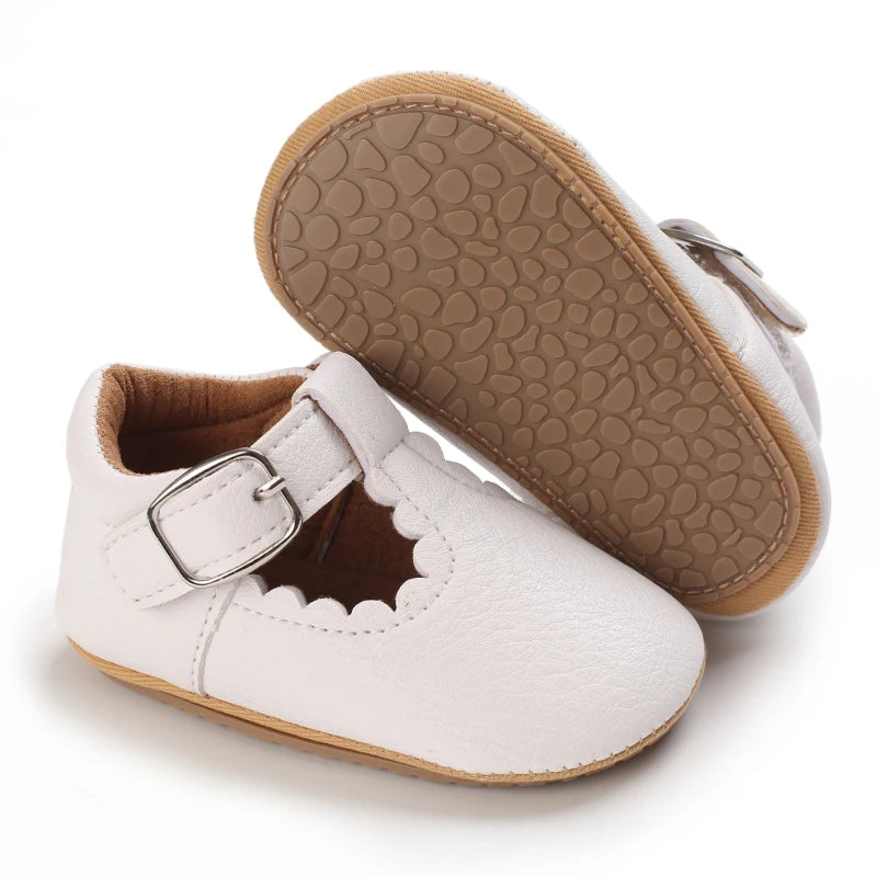 Baby Stripe Leather Shoes – Multicolor Non-Slip First Walkers