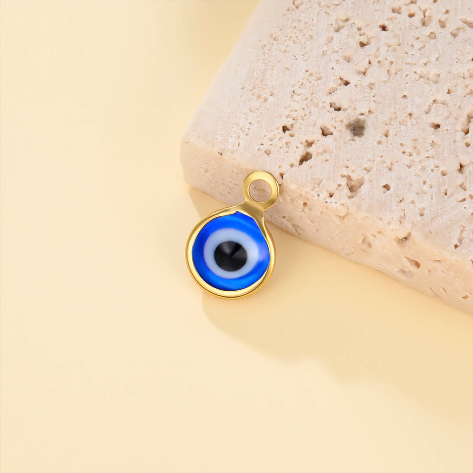 5Pcs Blue Evil Eye Stainless Steel