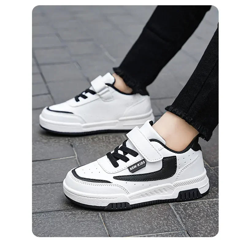 Kids’ Running Sneakers – Leather & Mesh, Non-Slip Shoes
