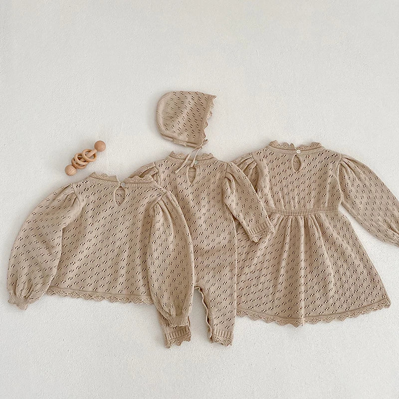 Baby Girl Knit Romper & Dress Top (0–12M)