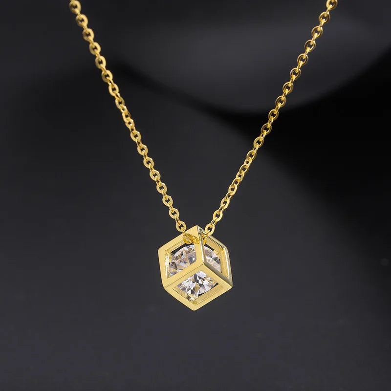 Classic Zircon Necklace Crystal Inside Hollow