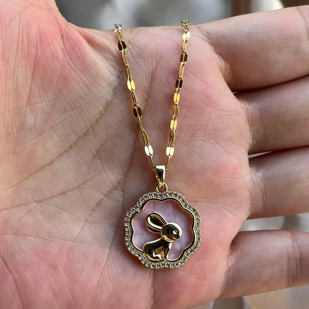 Stainless Steel Round Shell Necklace