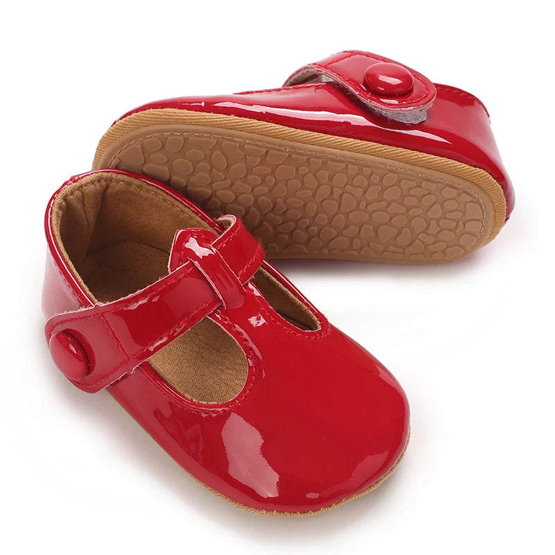 Baby Mary Jane Shoes (0–18M) – PU First Walkers with Bowknot