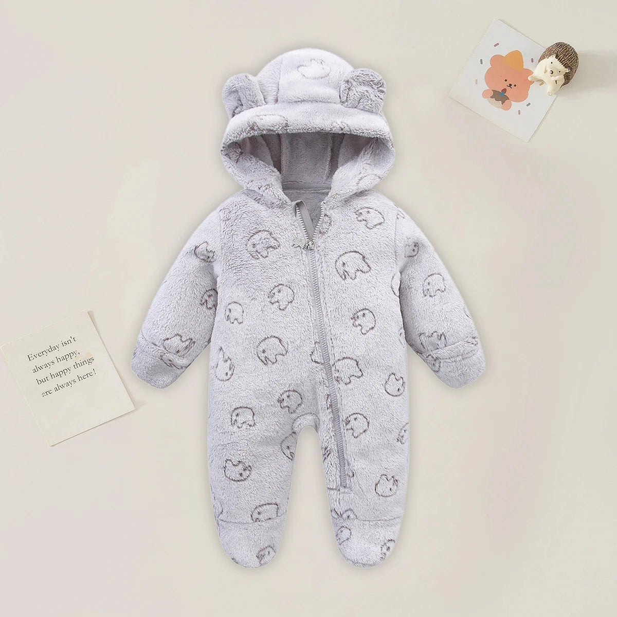 Infant Warm Bodysuit, 0–12 Months, Soft Flannel