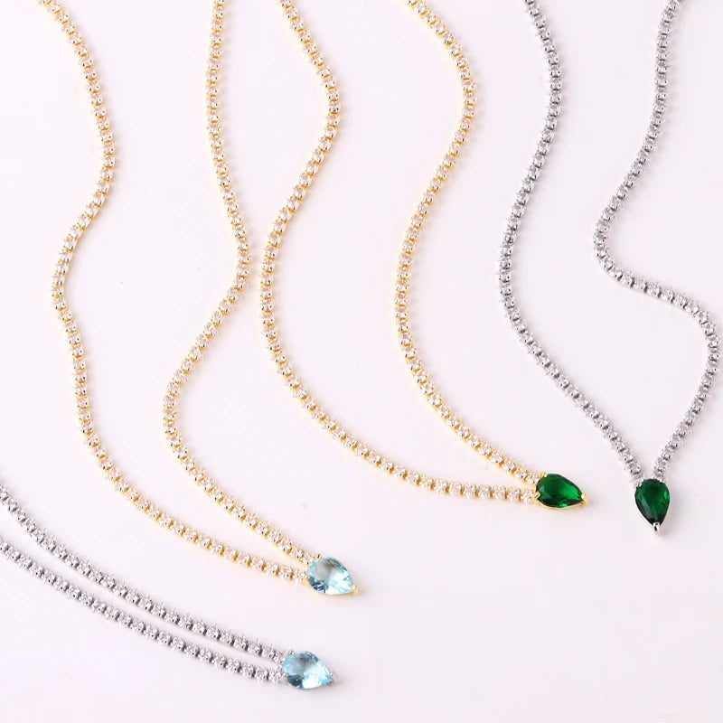 Green Water Drop Crystal Necklace