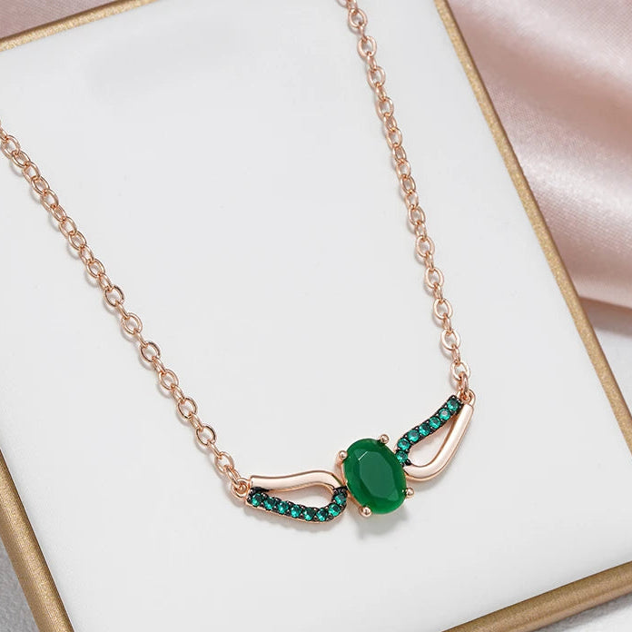 SYOUJYO Dark Green Natural Zircon Pendant