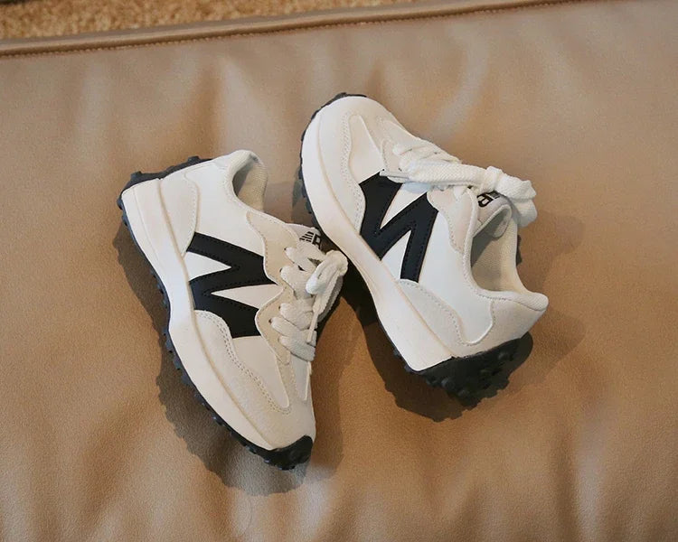 Kids Spring Leather Sneakers – Soft Sole Non-Slip Casual Shoes