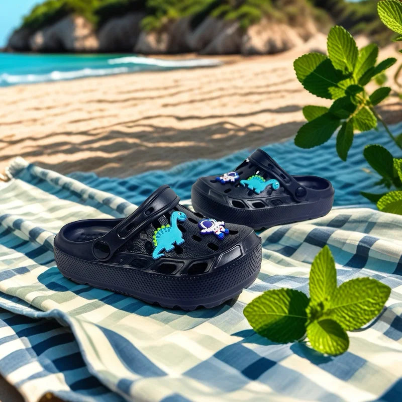 Kids Cartoon Dinosaur Sandals – Thick-Soled Breathable Summer Shoes
